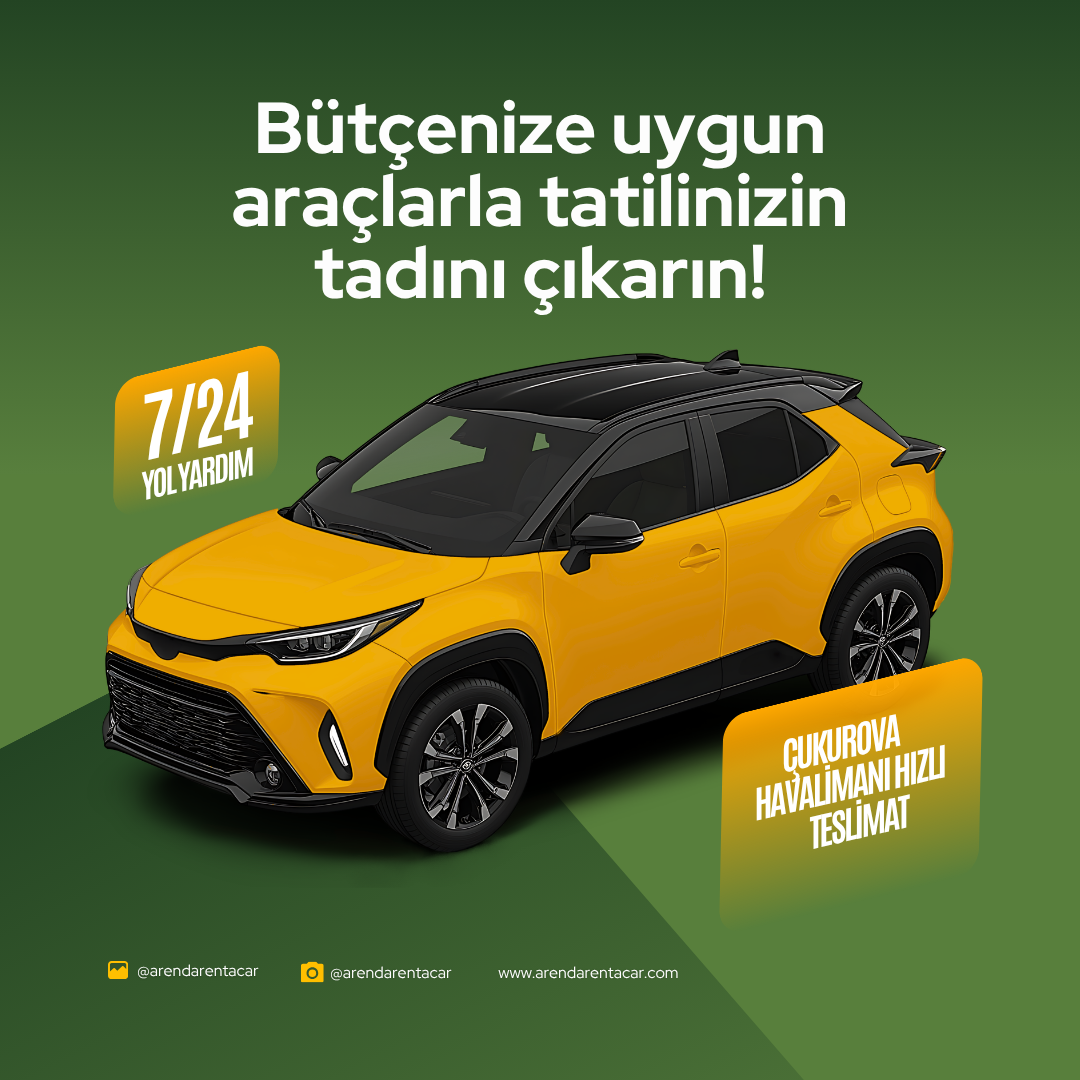 Çukurova Havalimanı Araç Kiralama | En Uygun Fiyatlar - Arenda